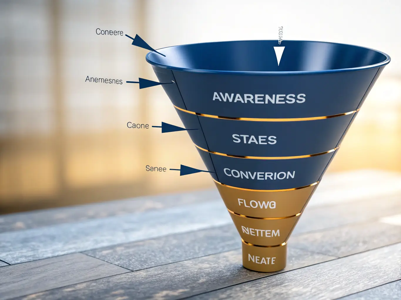 An illustration of a funnel with increasing leads and conversions, representing the process of attracting and converting potential customers.