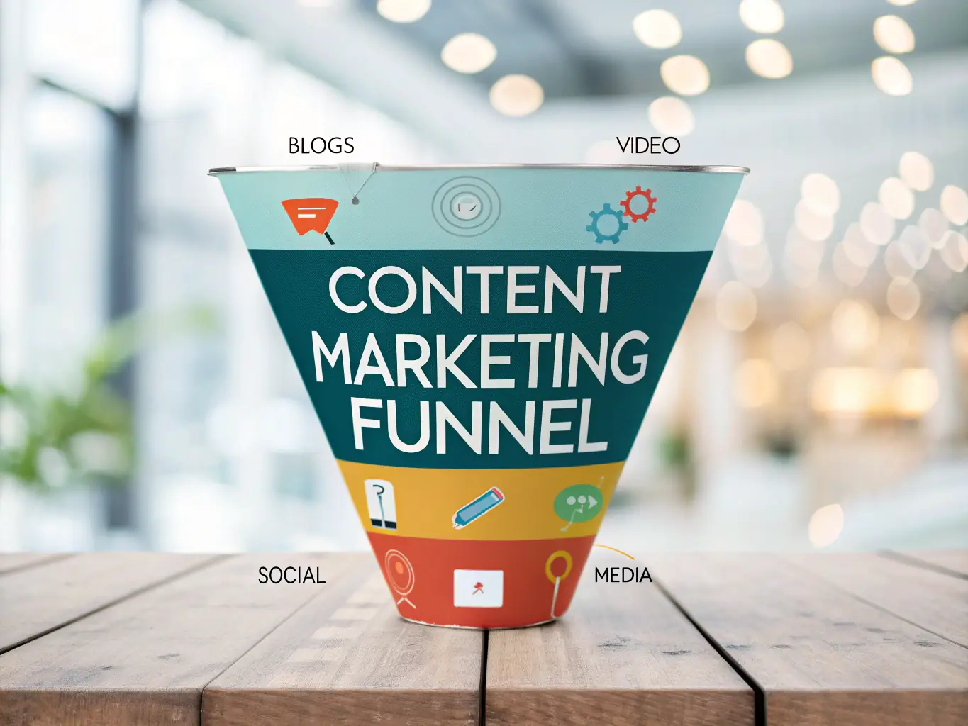 A graphic illustrating lead generation funnels, showcasing targeted campaigns, landing pages, and email marketing strategies.