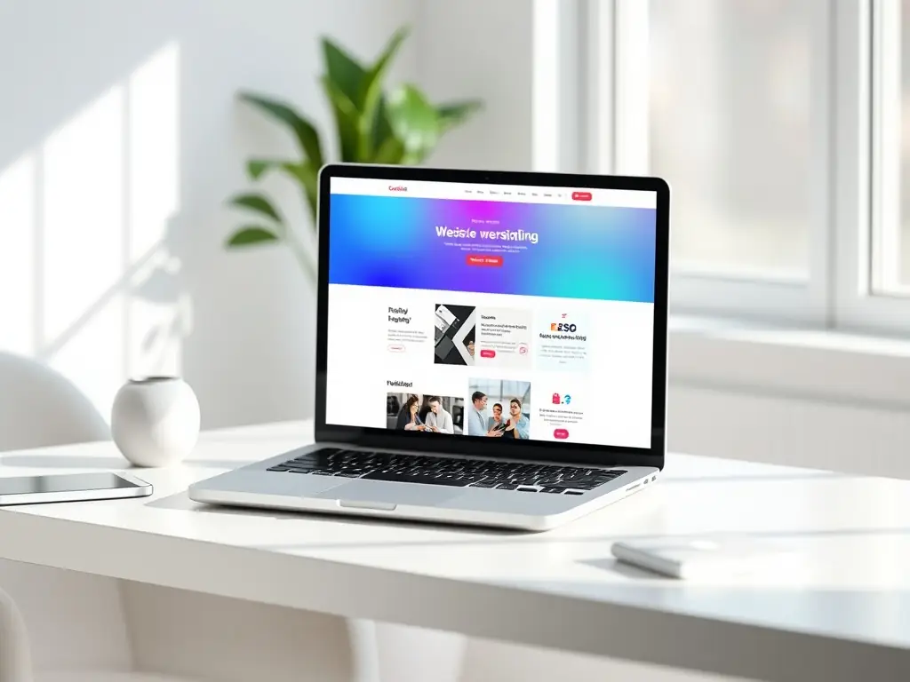 A clean and modern website design mockup displayed on a laptop screen, highlighting user-friendly navigation and optimized conversion elements.